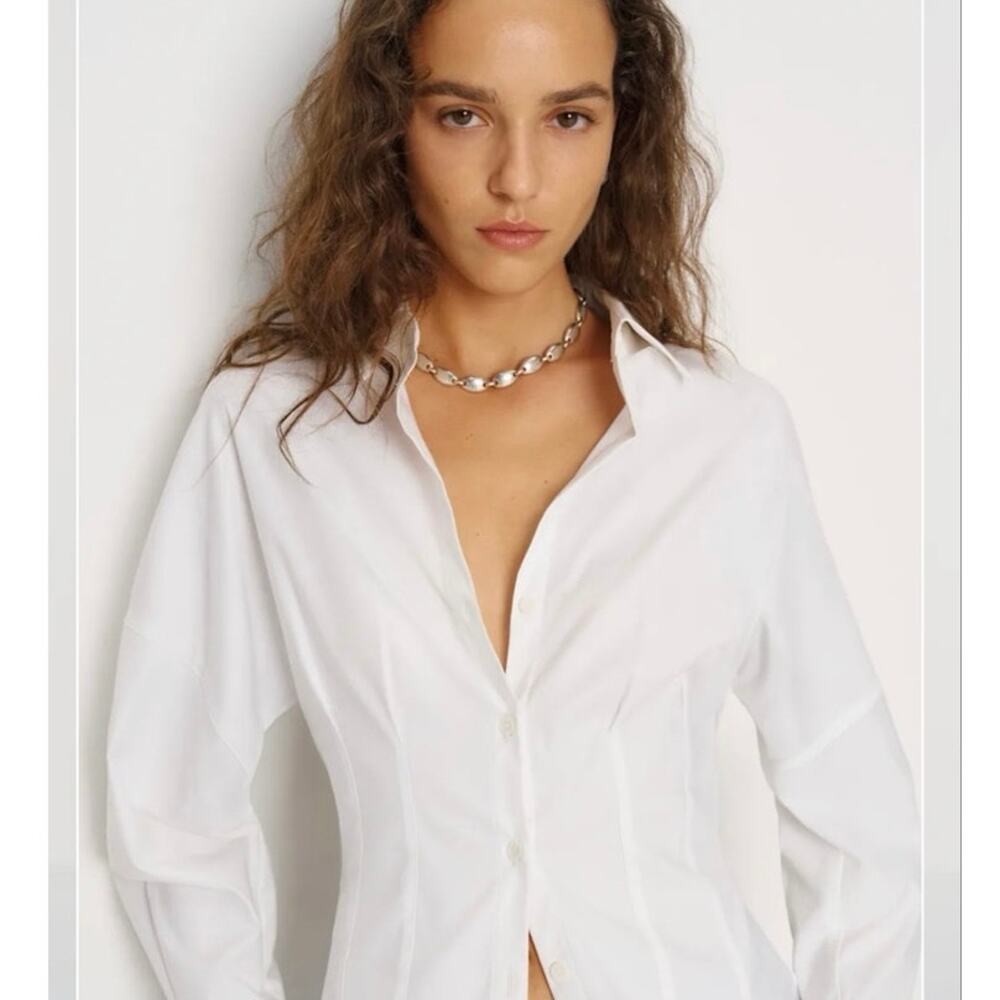 NWOT Reformation Vanta Shirt in Bright White SZ 2 - Picture 3 of 8